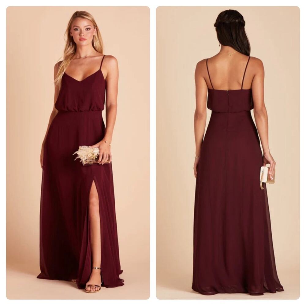Birdy Grey Gwennie Chiffon Bridesmaid Maxi Dress in Cabernet Red Sz M NEW